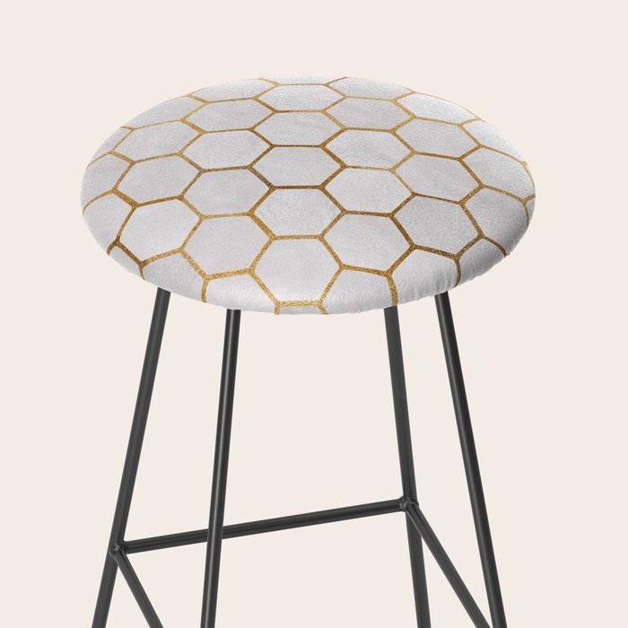 Neutral Geometric Hexagon Pattern Stool Gallery Image 2