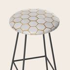 Neutral Geometric Hexagon Pattern Stool Gallery Image 2