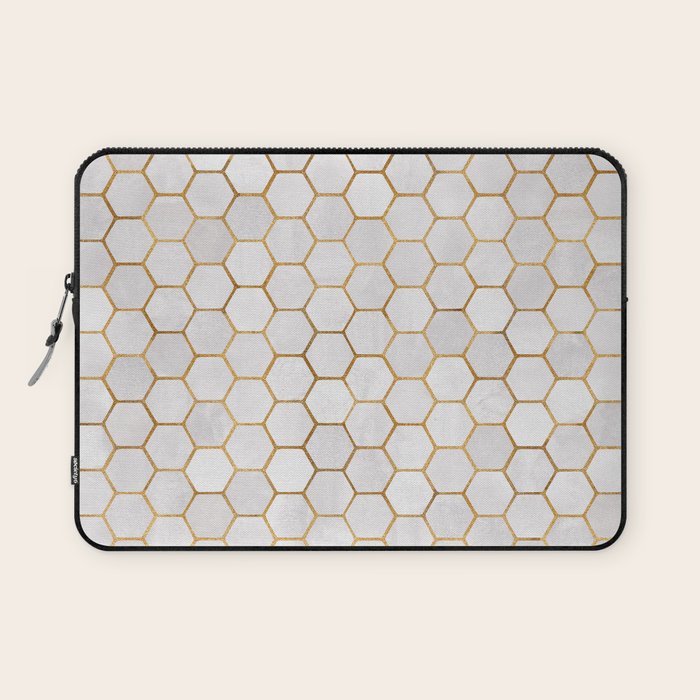 Neutral Geometric Hexagon Pattern Laptop Sleeve Gallery Image 1