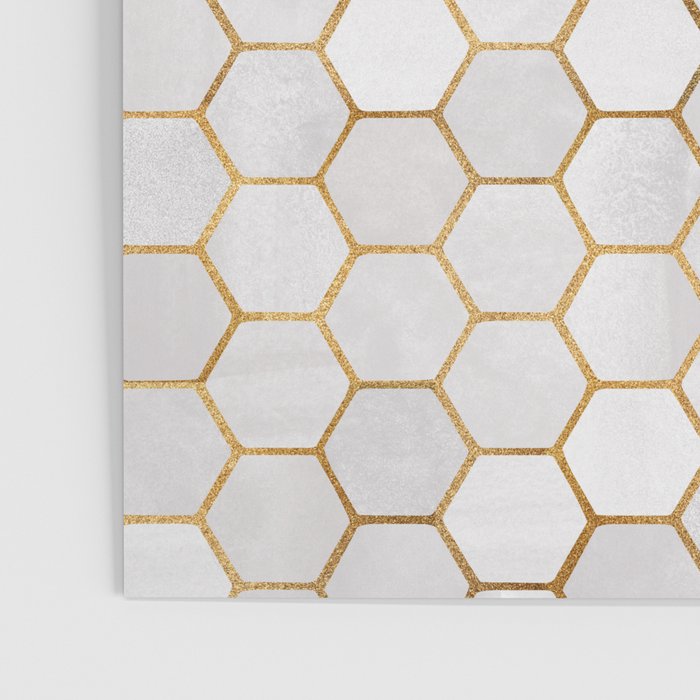 Neutral Geometric Hexagon Pattern Poster Gallery Image 3
