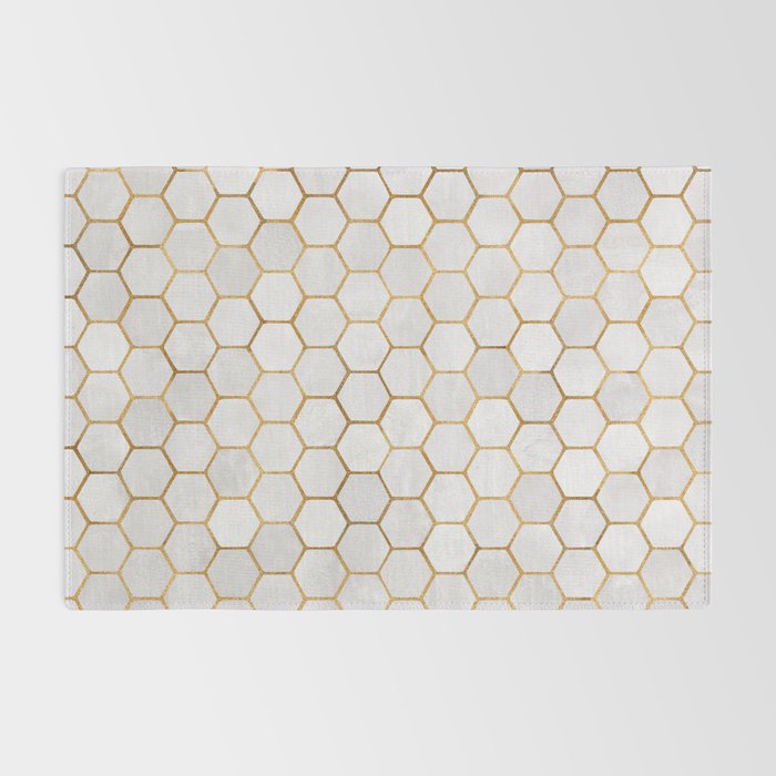 Neutral Geometric Hexagon Pattern Rug Gallery Image 2