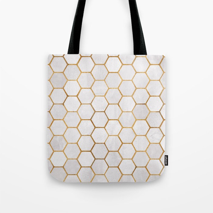 Neutral Geometric Hexagon Pattern Tote Bag Gallery Image 1