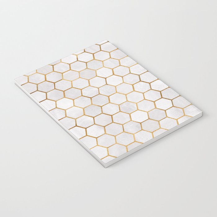 Neutral Geometric Hexagon Pattern Notebook Gallery Image 3