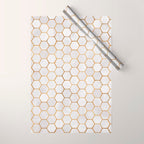 Neutral Geometric Hexagon Pattern Wrapping Paper Gallery Image 1