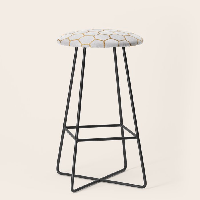 Neutral Geometric Hexagon Pattern Stool Gallery Image 1