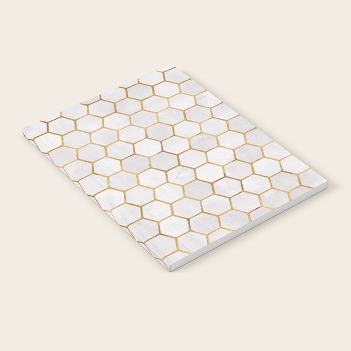 Neutral Geometric Hexagon Pattern Notebook Gallery Image 2