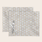 Neutral Geometric Hexagon Pattern Placemat Gallery Image 1