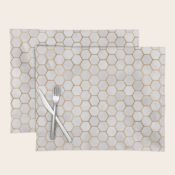 Neutral Geometric Hexagon Pattern Placemat Gallery Image 1