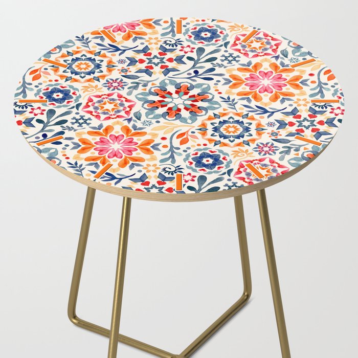 Watercolor Kaleidoscope Floral - desaturated Side Table Gallery Image 2