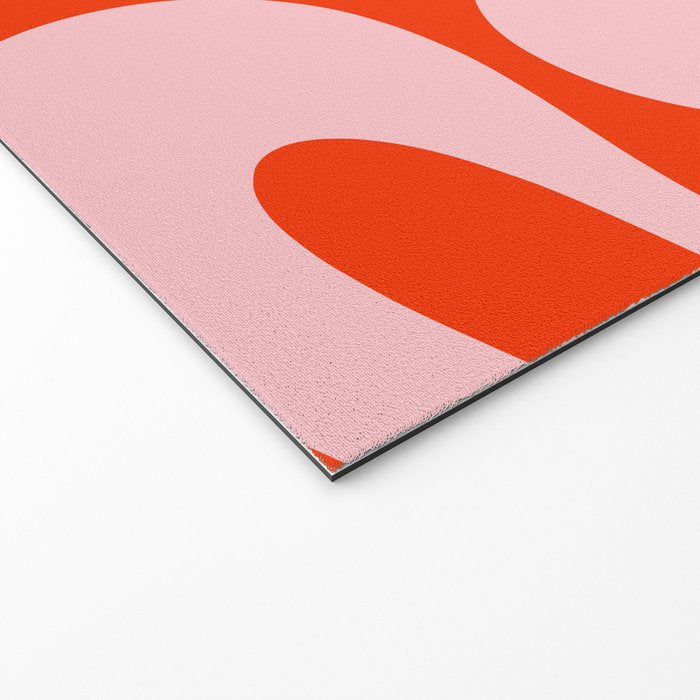 Retro Modern Soft Curves Abstract Contemporary Pattern in Bold Red-Orange and Pink Welcome Mat Gallery Image 2