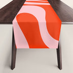 Retro Modern Soft Curves Abstract Contemporary Pattern in Bold Red-Orange and Pink Table Runner Gallery Image 1