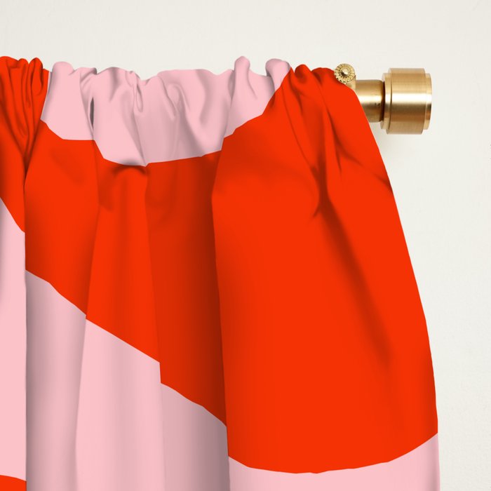Retro Modern Soft Curves Abstract Contemporary Pattern in Bold Red-Orange and Pink Window Curtain Gallery Image 2