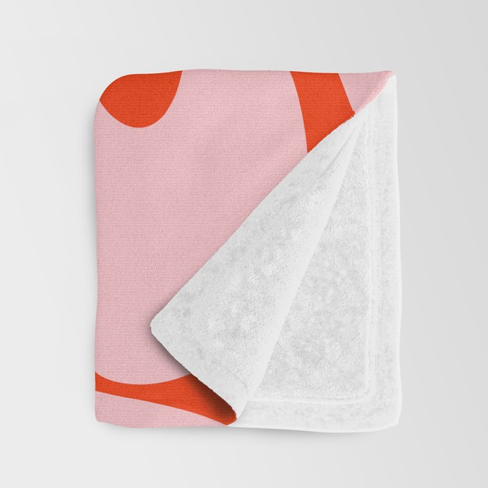 Retro Modern Soft Curves Abstract Contemporary Pattern in Bold Red-Orange and Pink Throw Blanket Gallery Image 3