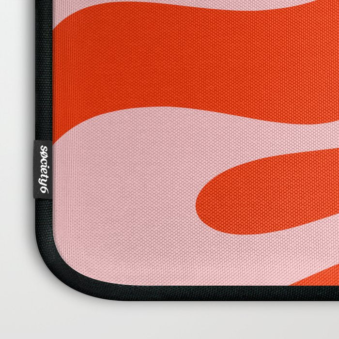 Retro Modern Soft Curves Abstract Contemporary Pattern in Bold Red-Orange and Pink Laptop Sleeve Gallery Image 3