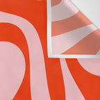 Retro Modern Soft Curves Abstract Contemporary Pattern in Bold Red-Orange and Pink Wall Tapestry Gallery Image 3