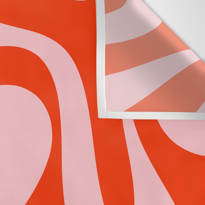 Retro Modern Soft Curves Abstract Contemporary Pattern in Bold Red-Orange and Pink Wall Tapestry Gallery Image 3
