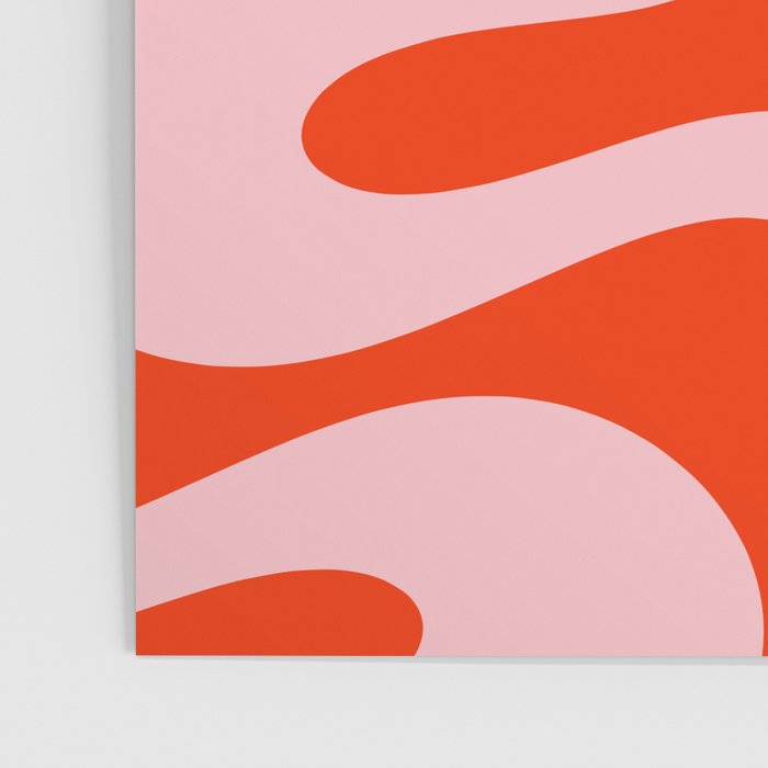 Retro Modern Soft Curves Abstract Contemporary Pattern in Bold Red-Orange and Pink Poster Gallery Image 3