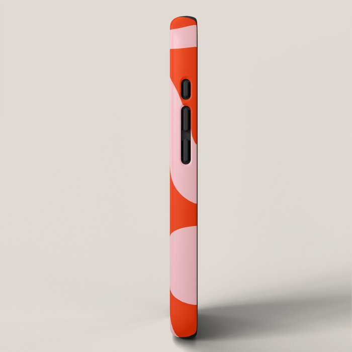 Retro Modern Soft Curves Abstract Contemporary Pattern in Bold Red-Orange and Pink iPhone Case Gallery Image 2