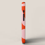 Retro Modern Soft Curves Abstract Contemporary Pattern in Bold Red-Orange and Pink iPhone Case Gallery Image 2