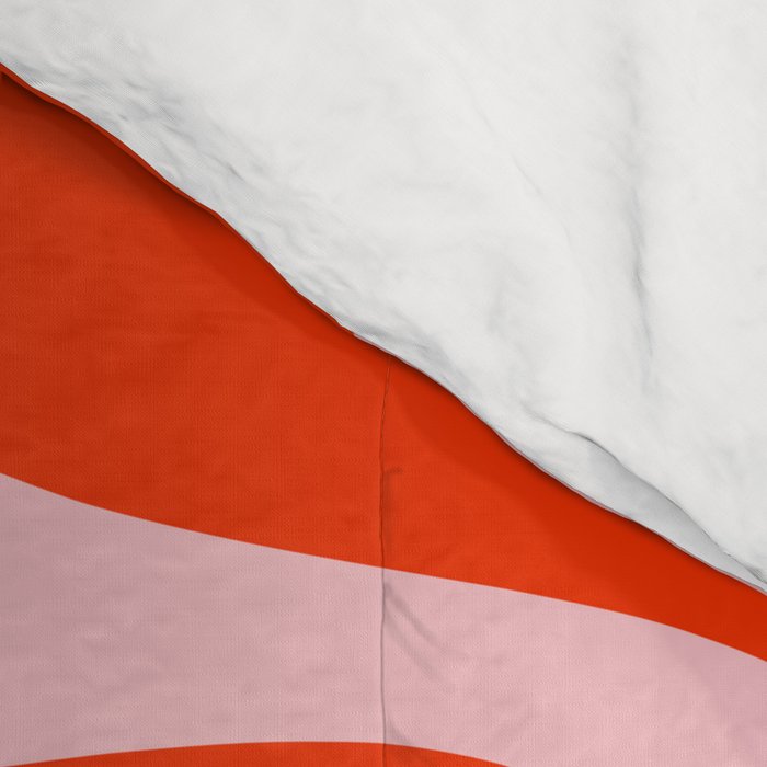Retro Modern Soft Curves Abstract Contemporary Pattern in Bold Red-Orange and Pink Comforter Gallery Image 4