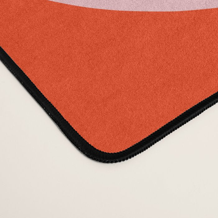Retro Modern Soft Curves Abstract Contemporary Pattern in Bold Red-Orange and Pink Desk Mat Gallery Image 4