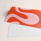 Retro Modern Soft Curves Abstract Contemporary Pattern in Bold Red-Orange and Pink Wrapping Paper Gallery Image 2