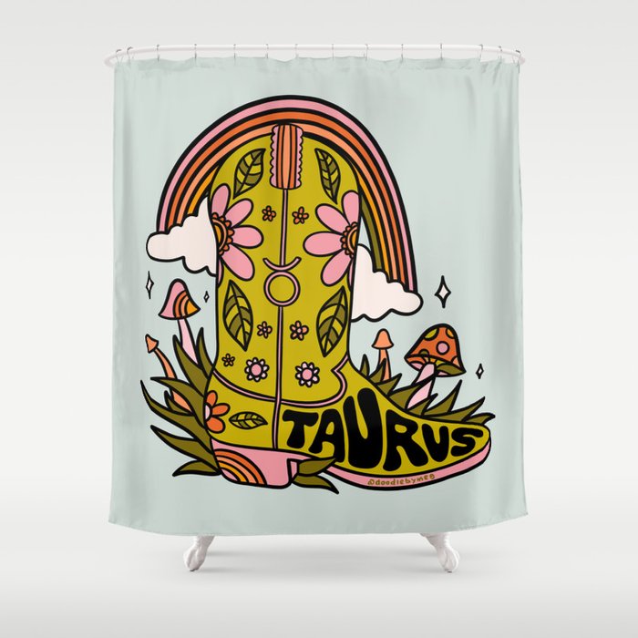 Taurus Cowboy Boots Shower Curtain Gallery Image 1
