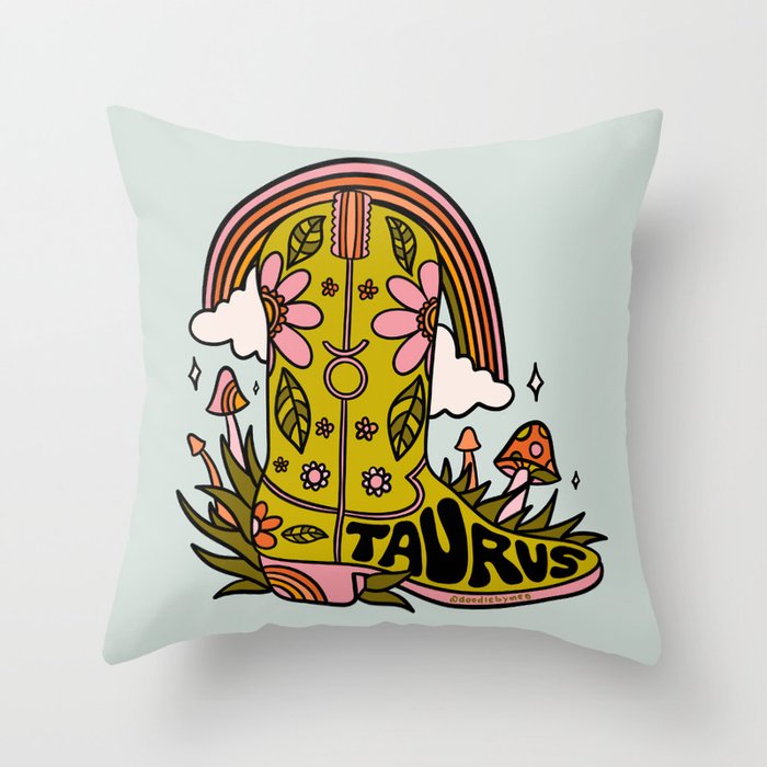 Taurus Cowboy Boots Throw Pillow Gallery Image 6