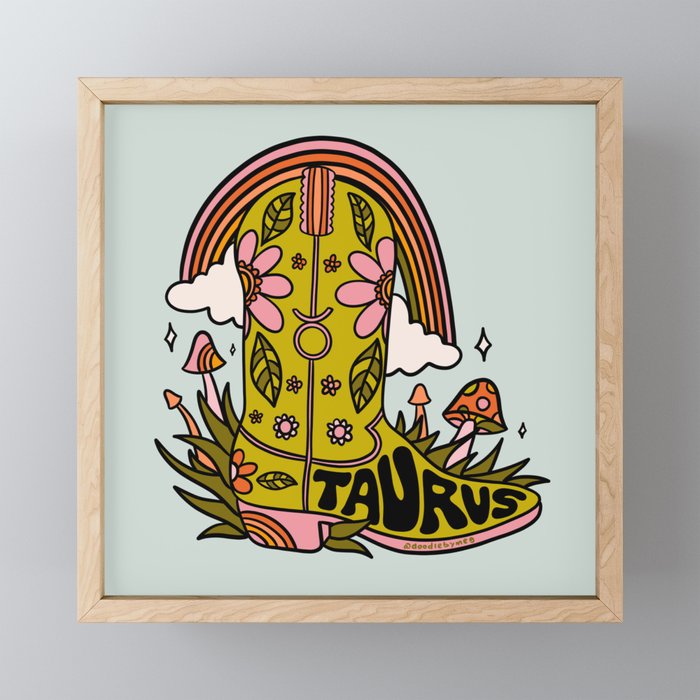 Taurus Cowboy Boots Mini Art Print Gallery Image 1