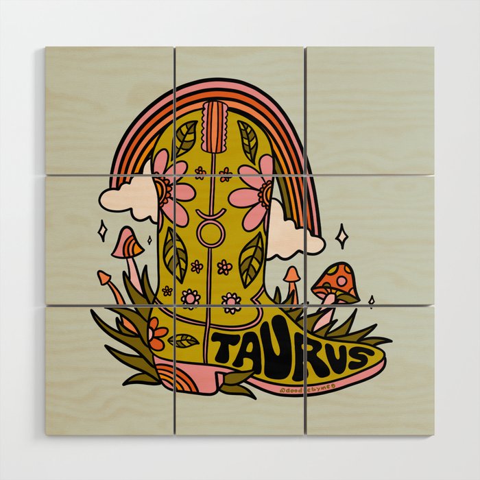 Taurus Cowboy Boots Wood Wall Art Gallery Image 1