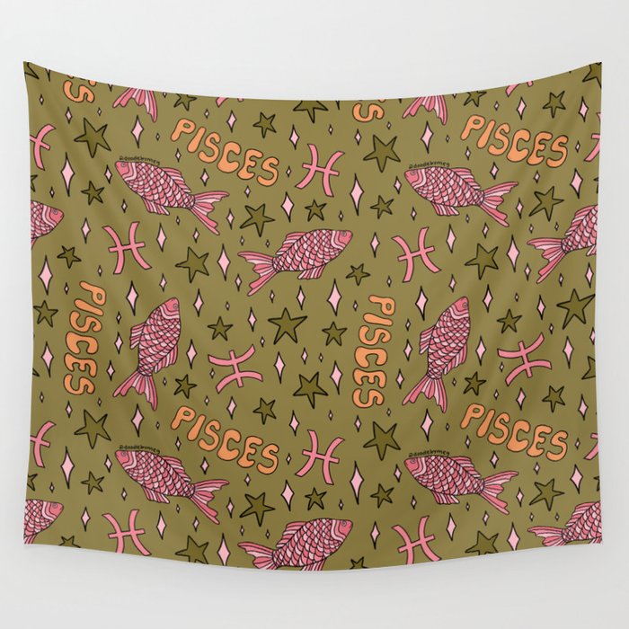 Pisces Print Wall Tapestry Gallery Image 4