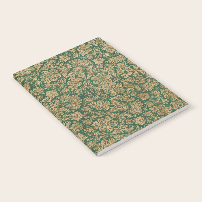 Antique Gold and Green Brocade Pattern Notebook Gallery Image 2