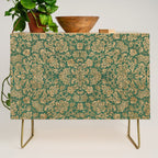 Antique Gold and Green Brocade Pattern Credenza Gallery Image 1