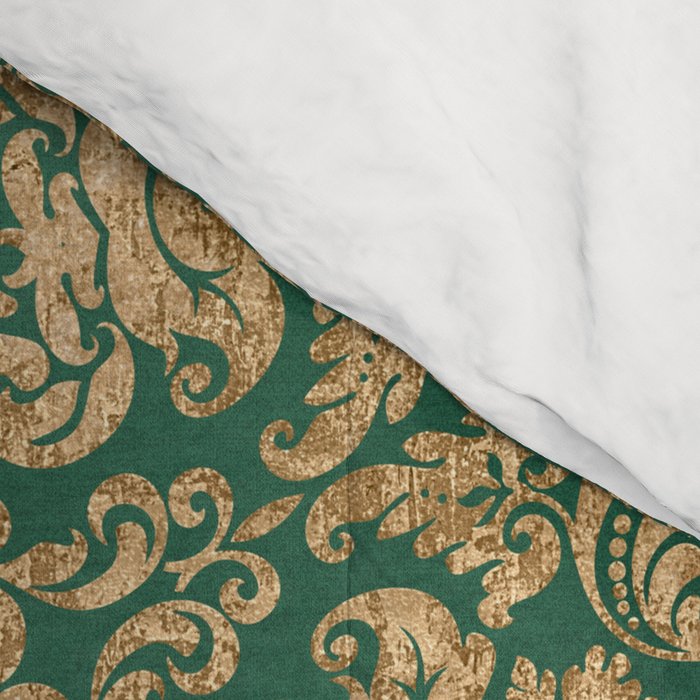 Antique Gold and Green Brocade Pattern Comforter Gallery Image 4