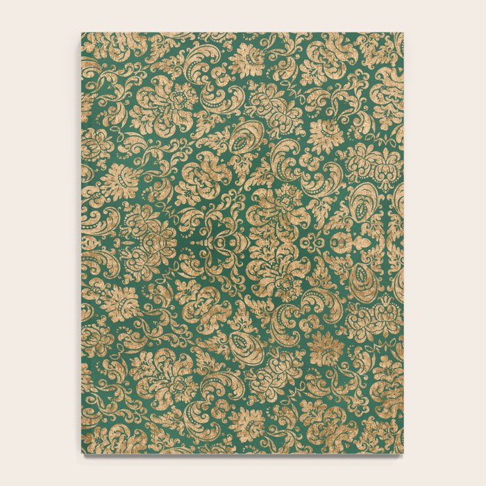 Antique Gold and Green Brocade Pattern Notebook Gallery Image 4