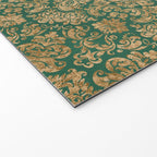 Antique Gold and Green Brocade Pattern Welcome Mat Gallery Image 2