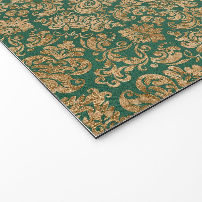 Antique Gold and Green Brocade Pattern Welcome Mat Gallery Image 2