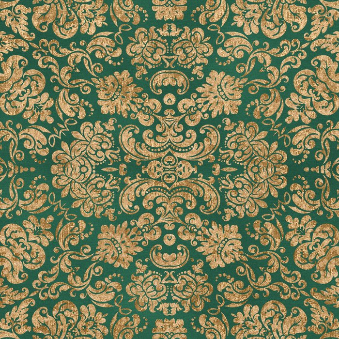 Antique Gold and Green Brocade Pattern Coffee Mug Gallery Image 2