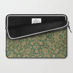 Antique Gold and Green Brocade Pattern Laptop Sleeve Gallery Image 2