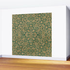 Antique Gold and Green Brocade Pattern Wall Mural Gallery Image 2