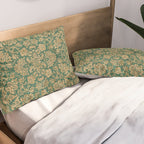Antique Gold and Green Brocade Pattern Pillow Sham Gallery Image 2