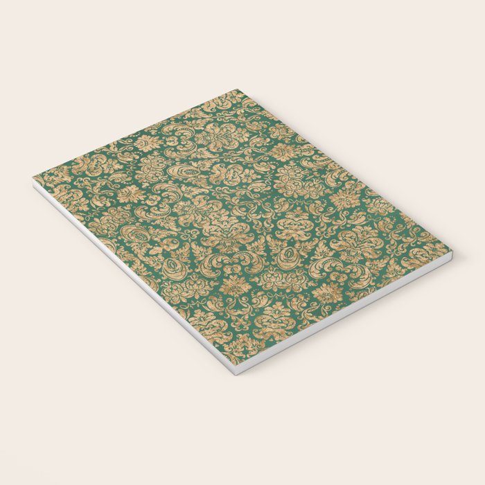 Antique Gold and Green Brocade Pattern Notebook Gallery Image 3