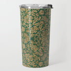 Antique Gold and Green Brocade Pattern Travel Mug Gallery Image 2
