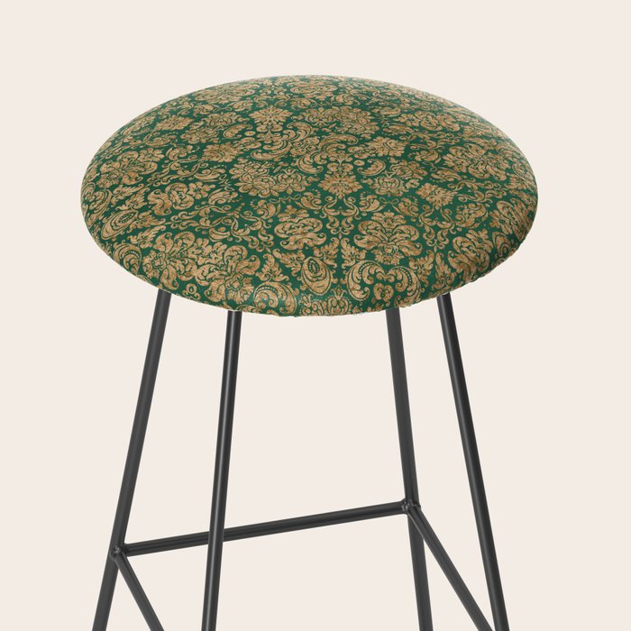 Antique Gold and Green Brocade Pattern Stool Gallery Image 2