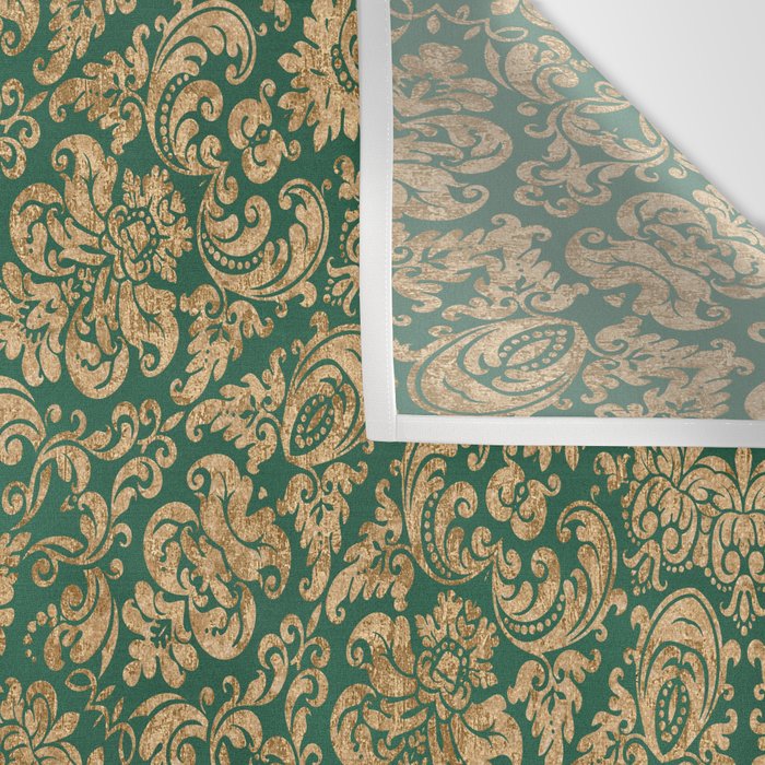 Antique Gold and Green Brocade Pattern Wall Tapestry Gallery Image 3