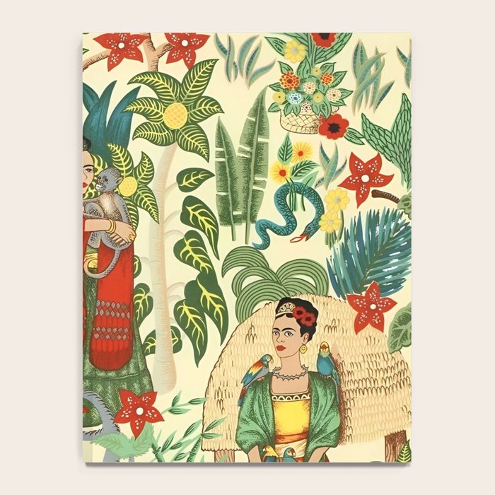 Frida's CoyoacÃ¡n Mexican Garden of Casa Azul Lush Tropical  floral painting Notebook Gallery Image 4