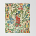 Frida's CoyoacÃ¡n Mexican Garden of Casa Azul Lush Tropical  floral painting Throw Blanket Gallery Image 2