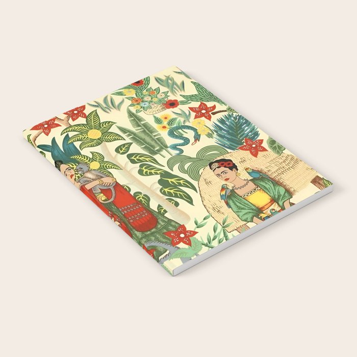 Frida's CoyoacÃ¡n Mexican Garden of Casa Azul Lush Tropical  floral painting Notebook Gallery Image 1