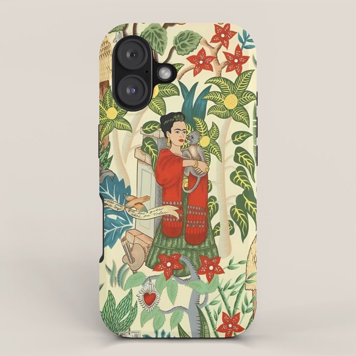 Frida's CoyoacÃ¡n Mexican Garden of Casa Azul Lush Tropical  floral painting iPhone Case Gallery Image 1