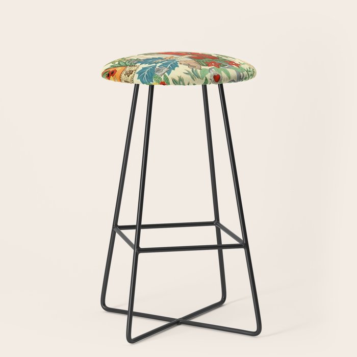 Frida's CoyoacÃ¡n Mexican Garden of Casa Azul Lush Tropical  floral painting Stool Gallery Image 1